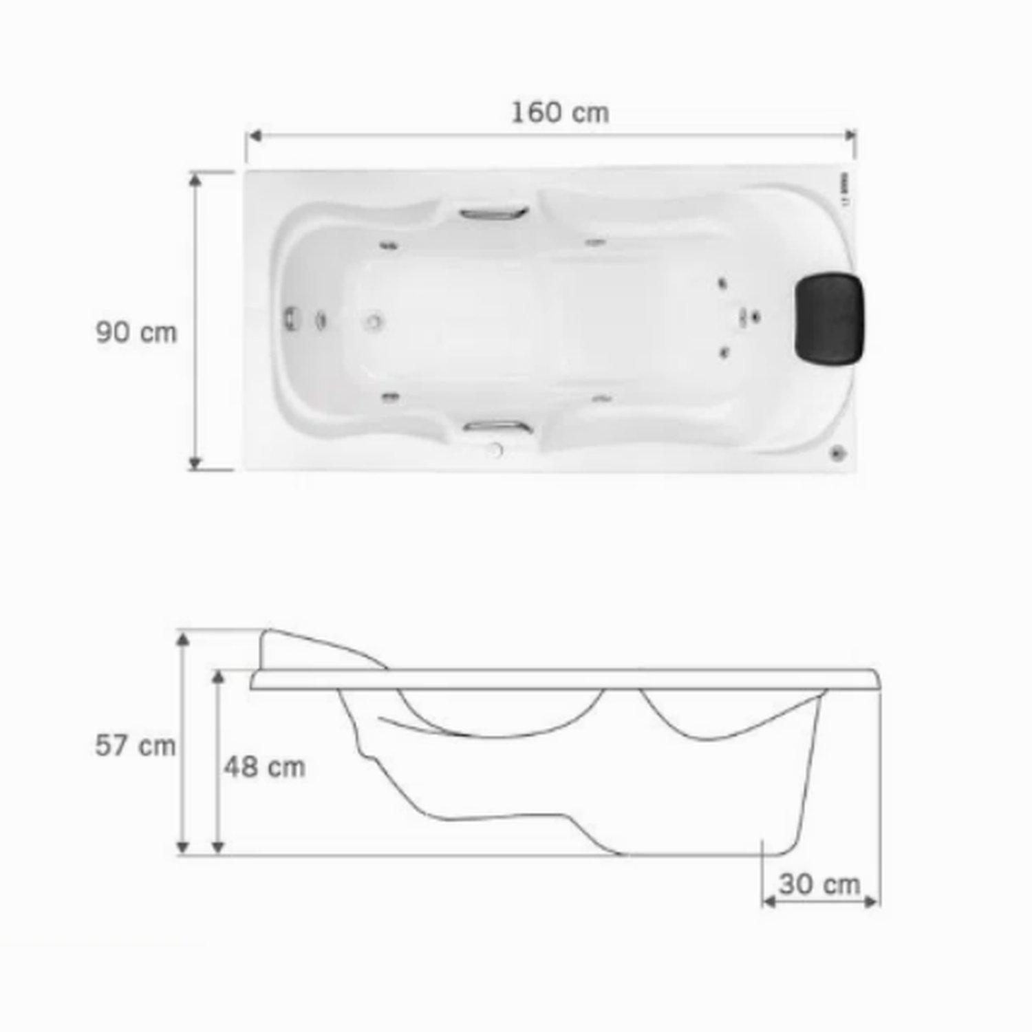Banheira de Hidromassagem Serenade em Gel Coat Gran Luxo 160cm - sem Aquecedor - Volume Ideal 180 Li - 110V - 3
