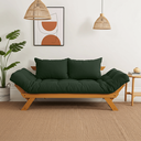 Ver imagem 2 de Sofá Japão Futon Verde Militar em Madeira Maciça Cor Mel