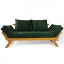 Ver imagem 1 de Sofá Japão Futon Verde Militar em Madeira Maciça Cor Mel