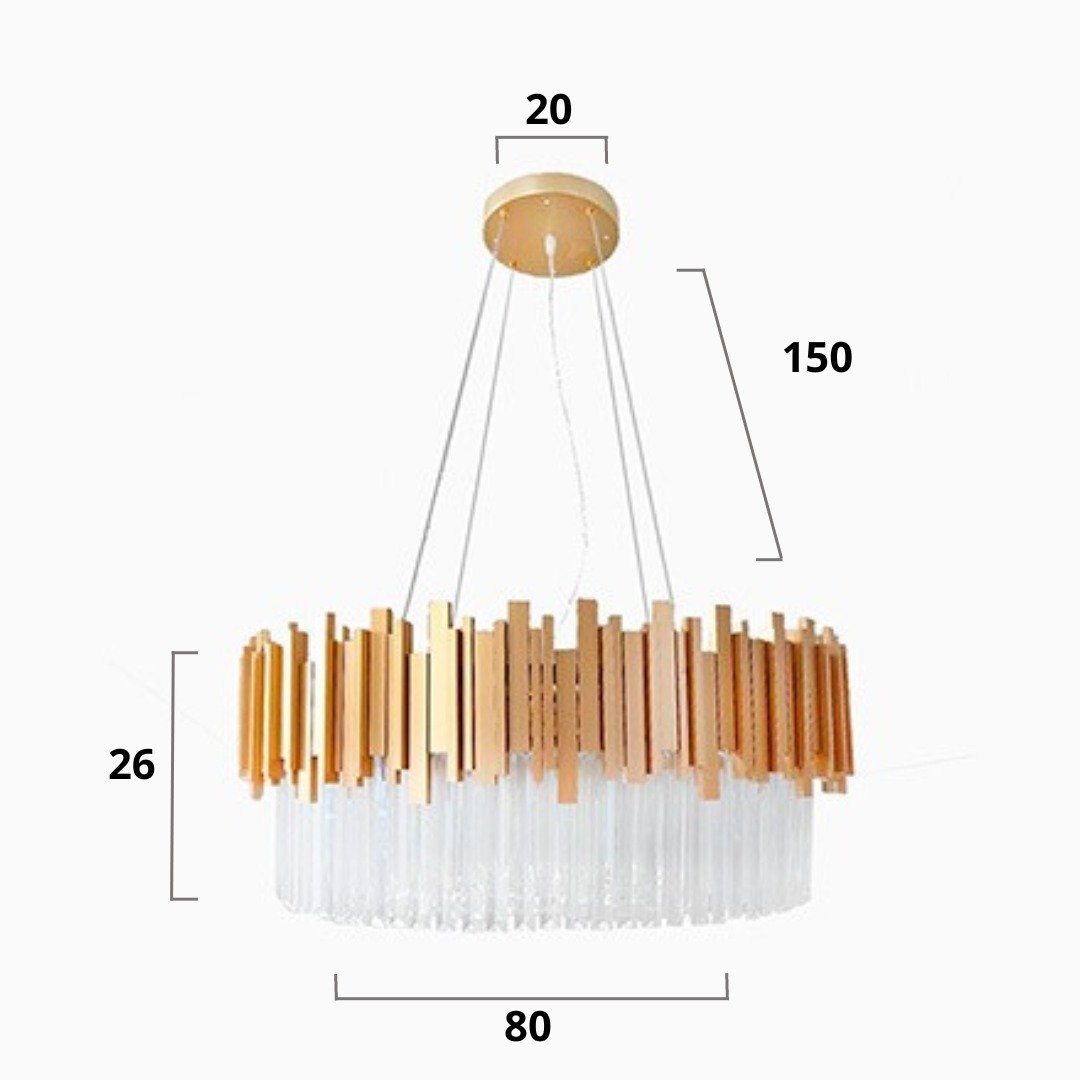 Lustre Pendente Moderno Redondo Dourado Cristal 8 Lâmpadas - 4