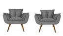 Ver imagem 1 de Jogo 2 Poltronas Decorativa Estofada Para Consultório Opala Suede Cinza - LM DECOR
