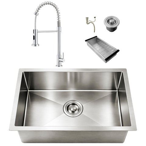 Kit Cuba Gourmet Cozinha 50x40 Inox 304 Prata com Torneira Retrátil Brinovar