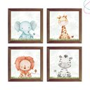 Ver imagem 3 de Kit 4 Quadros Decorativos Safari Aquarela Baby Moldura Vidro:pinus
