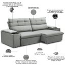 Ver imagem 3 de Sofá Retrátil Reclinável para Sala 3 Lugares 225cm Gordon F04 Veludo Cinza Claro - Lyam Decor