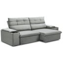 Ver imagem 1 de Sofá Retrátil Reclinável para Sala 3 Lugares 225cm Gordon F04 Veludo Cinza Claro - Lyam Decor