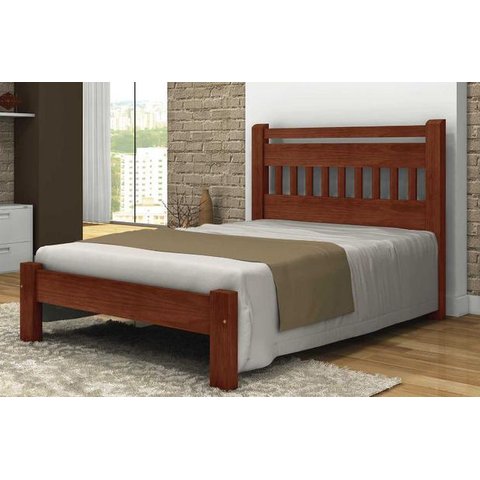 Cama King Size Antares de Madeira Maciça Angelim Pedra/Tauari Castanho