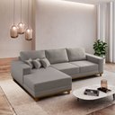 Ver imagem 1 de Sofá Fixo com Chaise 2,5m Cronos Linho com Molas Lado Esquerdo Meu Sofá Online