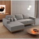 Ver imagem 1 de Sofá Fixo com Chaise 2,5m Cronos Linho com Molas Lado Esquerdo Meu Sofá Online