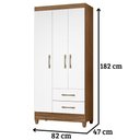 Ver imagem 2 de Guarda Roupa Solteiro Lima 3 Portas Naturale Branco Moval