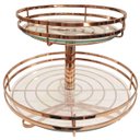 Ver imagem 1 de Fruteira Redonda de Mesa com Duas Prateleiras de Vidro Giosul em Aço Carbono Rosé Gold