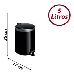 Lixeira Com Pedal Cesto Lixo Banheiro 5L Cozinha Escritório Preto Viel 3582 - 3