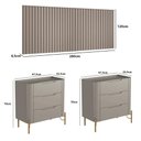 Ver imagem 3 de Conjunto Cabeceira Casal 280cm Painel Fixação na Parede MDF Grigio com Dourado Casa Lar Shop