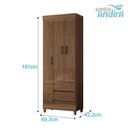 Ver imagem 3 de Guarda Roupa Solteiro 3 Portas com Pés Fit Jequitibá Acetinado - Santos Andirá
