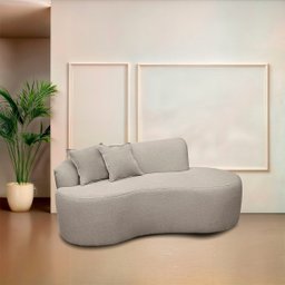 Sofá Feijão Orgânico Curvo Decorativo Forma Orgânica Linho para Sala e Escritorio - 4