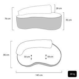Sofá Feijão Orgânico Curvo Decorativo Forma Orgânica Linho para Sala e Escritorio - 6