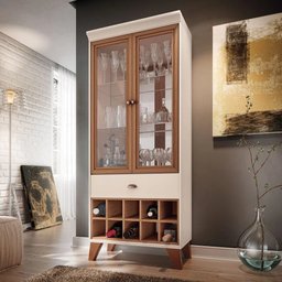 Kit Cristaleira e Buffet Aparador Lara Nature Off White Bnn Decor HB Móveis Kit´s - 6