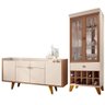 Kit Cristaleira e Buffet Aparador Lara Nature Off White Bnn Decor HB Móveis Kit´s - 1