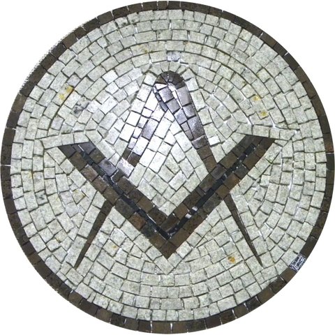 Piso Maçom em Mosaico Esquadro e Compasso Ii 80cm