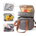 Ver imagem 3 de Bolsa Termica Marmita Lancheira Multiuso Alça Trabalho Passeio Academia Dois Compartimentos Cinza