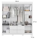 Ver imagem 2 de Guarda Roupa Casal Doble 08 Portas com Espelho e Cômoda Doble Branco Freijo Flex -Móveis Albatroz