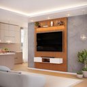 Ver imagem 5 de Painel Trento para TV com Bancada 183 Ripado Freijó/Off White com LED- DJ Móveis