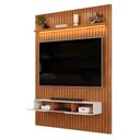 Ver imagem 2 de Painel Trento para TV com Bancada 183 Ripado Freijó/Off White com LED- DJ Móveis