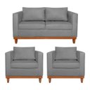 Ver imagem 1 de Kit Sofá 3 Lugares e 2 Poltronas Europa 180 cm Estilo Conforto e Elegância Suede - Doce Sonho Móveis