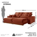Ver imagem 3 de Sofá 3 Lugares Retrátil e Reclinável Veludo 250cm x 105cm Suíça Cobre Terracota