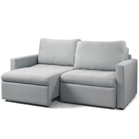 Sofá 3 Lugares Retrátil Reclinável para Sala de Estar 226cm Detroit K01 Linho Cinza - Lyam Decor