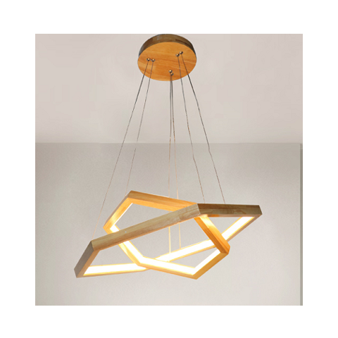 Pendente 2 Módulos Hexagonais Madeira Led 58W 3200K Bivolt PARIS LUZ