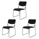 Ver imagem 1 de Kit 03 Cadeiras de Escritório Atendimento Sala de Jantar Dakkar Pretas