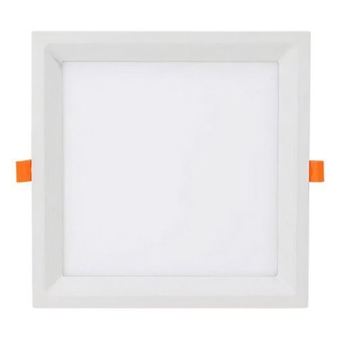 Kit 28 Painel Plafon Embutir Quadrado Recuado Led 18w 22x22 - Branco - Bco Quente 3000K - 110V 220V 