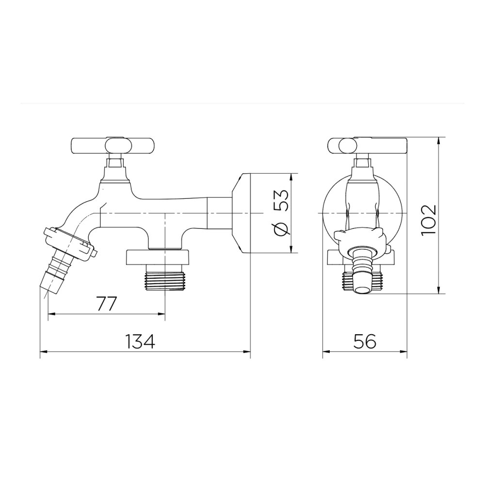 Torneira de Parede 1134 C/ Bico Dn 20 3/4 Tanque/maquina - Docol - 3