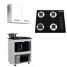 Kit Cozinha Balcão Armário Branco Turim e Cooktop 4 Bocas Chamalux - 1