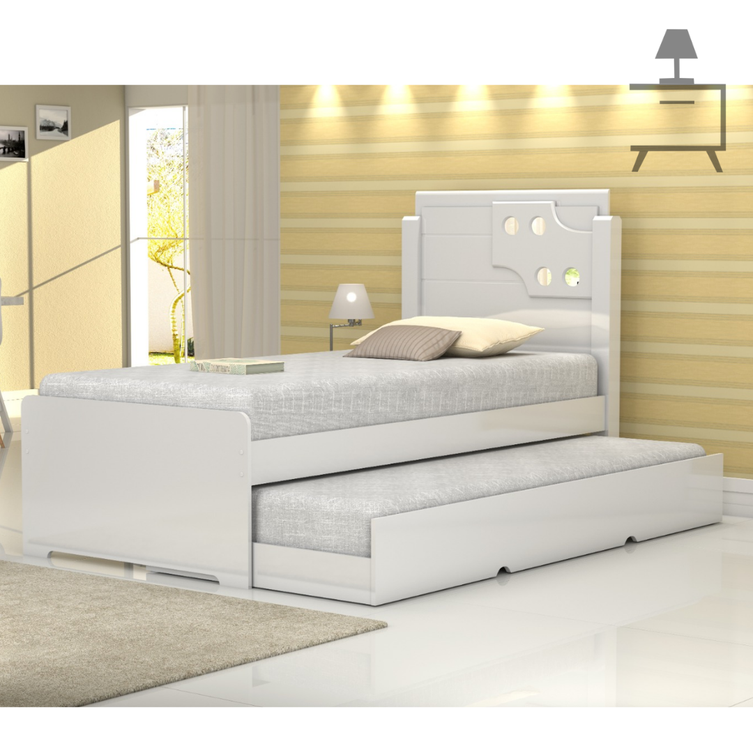 Cama Solteiro Bicama Bibox com Auxiliar Luiza:branco - 3