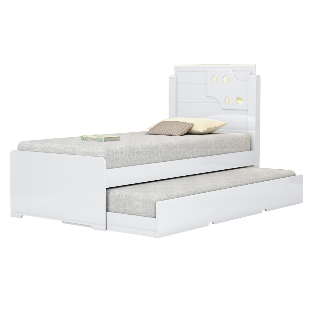 Cama Solteiro Bicama Bibox com Auxiliar Luiza:branco