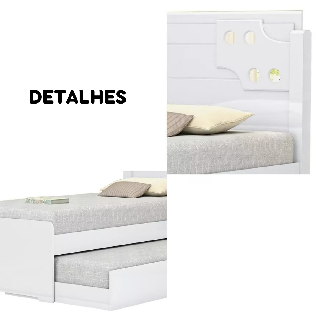 Cama Solteiro Bicama Bibox com Auxiliar Luiza:branco - 4