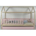 Ver imagem 1 de Bicama Infantil Solteiro Casinha Colorida Madeira Maciça Pinus Grade Vertical