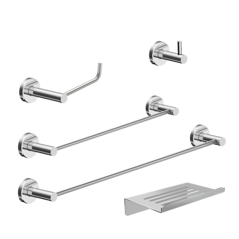 Kit de Acessórios para Banheiro Escovado 5 Peças Grego Metal 2180at