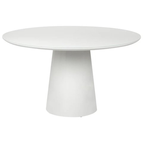 Mesa de Jantar Cone Redonda Offwhite - Tampo de 100cm com Vidro