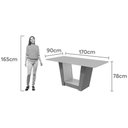 Ver imagem 2 de Mesa para Cozinha Apogeu Plus com Tampo Madeirado Vidro 170x90cm Amêndoa Off White Lopas