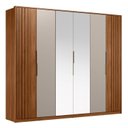 Ver imagem 2 de Guarda Roupa Casal com Espelho 6 Portas e 6 Gavetas Ripado Atrice 267 x 230cm Nogueira Touch/Nude Prime