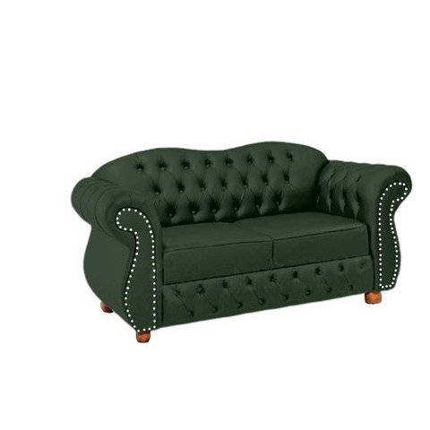 Sofá Chesterfield Merlo 2 lugares 2,00 Suede Verde Musgo/ decoração, recepção, sala tv estar