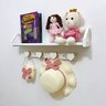 1 Prateleira Colorida Infantil 60cm e 1 Cabideiro Coração:branco Geométrico - 3