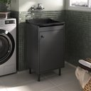 Ver imagem 6 de Balcão de Lavanderia com Tanque + Válvula + Sifão 100% Mdf Cor:pretocinza
