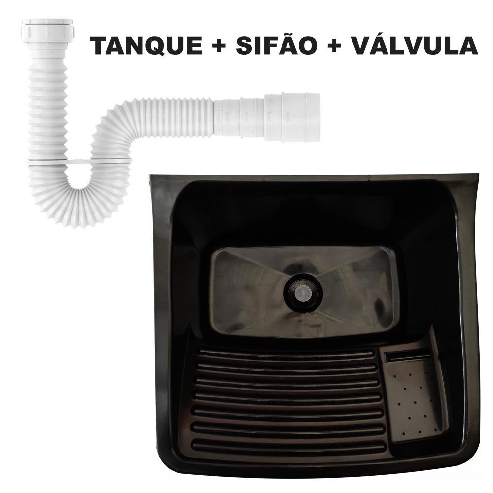 Balcão de Lavanderia com Tanque + Válvula + Sifão 100% Mdf Cor:pretocinza - 4