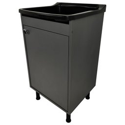 Balcão de Lavanderia com Tanque + Válvula + Sifão 100% Mdf Cor:pretocinza - 1