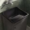 Ver imagem 5 de Balcão de Lavanderia com Tanque + Válvula + Sifão 100% Mdf Cor:pretocinza