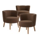 Ver imagem 1 de Conjunto 3 Cadeiras Estofada para Sala de Espera Comercial Elegante Reforçado Pés de Madeira