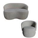 Ver imagem 1 de Kit Namoradeira + Poltrona Decorativa Beatriz Orgânica Bouclé Cinza Claro